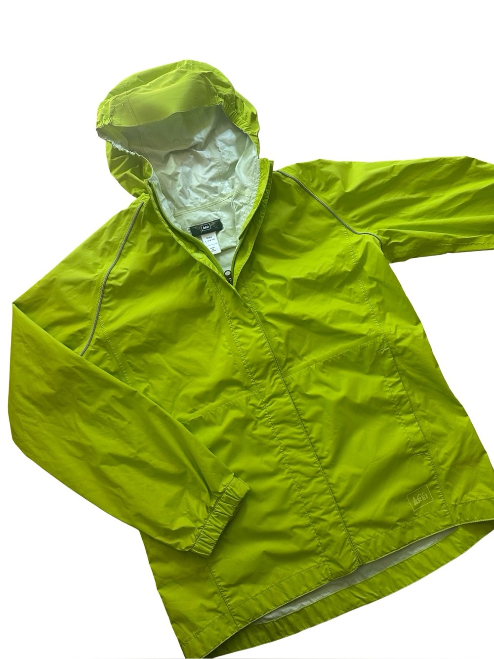 REI Youth Rain Jacket Line Green Sz L 14-16